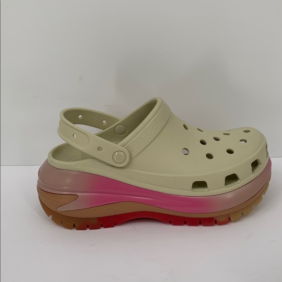 CROCS Mega Crush colordip clog shoe platform ombre pink tan slide wedge women 12 - Picture 2 of 7